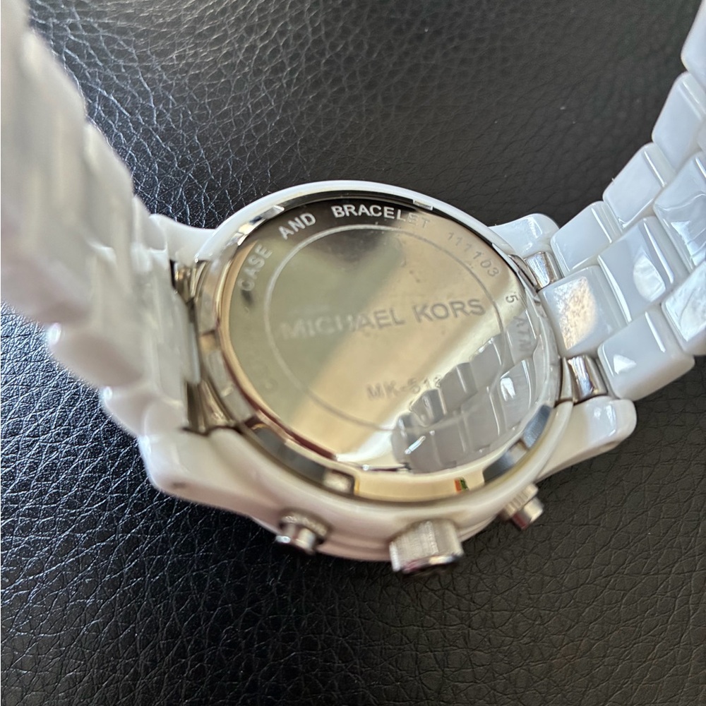 Michael Kors Women's White Crystal-Accent Ceramic Watch (Style 5188) - Picture 2 of 2